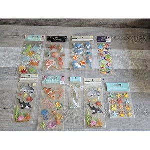 Sticker Lot Ocean Fish Sharks Dolphins Beach Scrapbooking 3D Stickers RARE #43